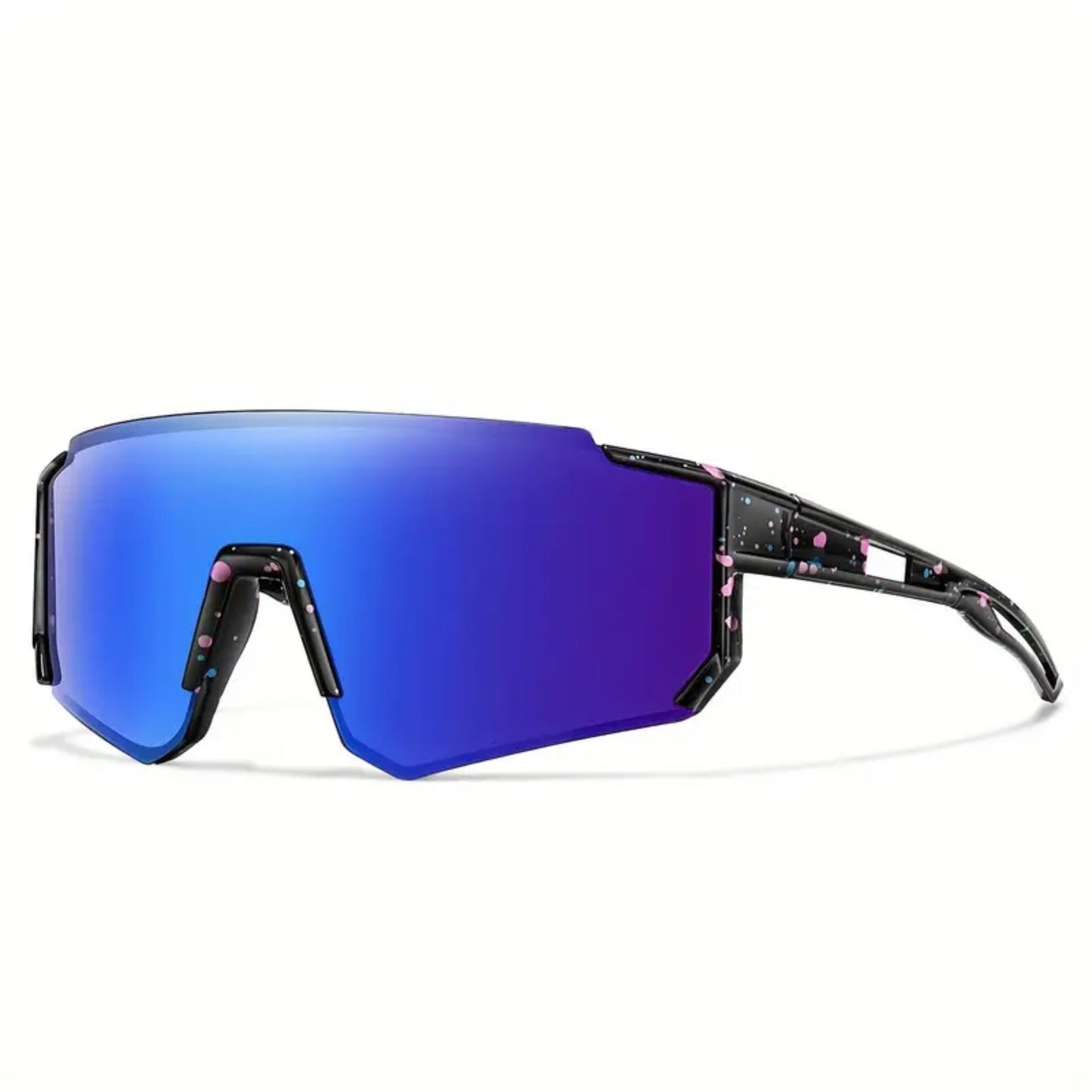 Kids Polycarbonate Sports Sunglasses - Neon Blue Splatter