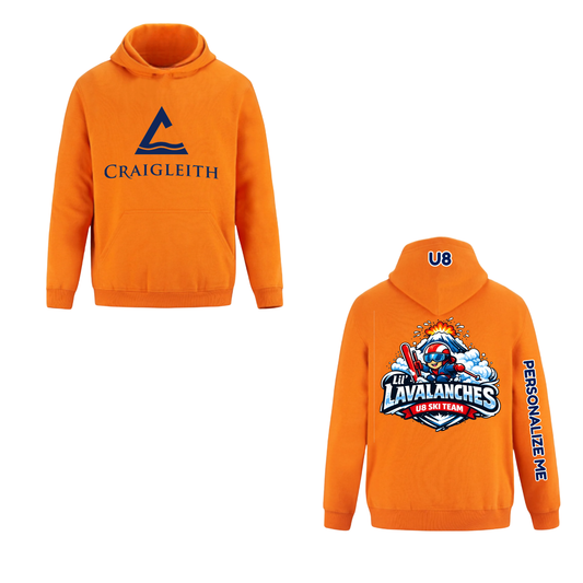 Craigleith U8 Lil Lavalanches Hooded Sweatshirt - Orange / Large Front Logo