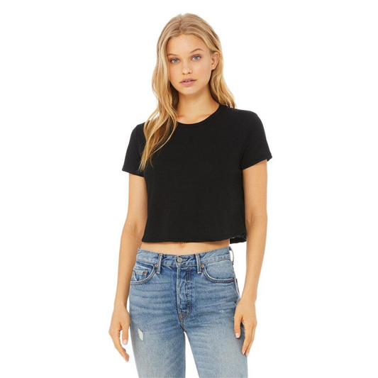 Ladies Flowy Cropped T-Shirt - Black