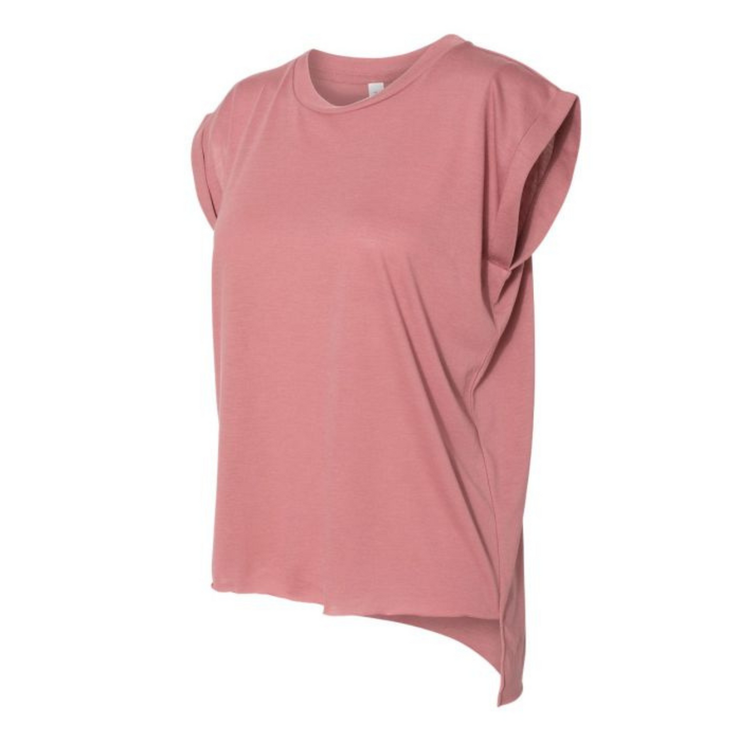 Ladies Flowy Muscle Tee with Rolled Cuff - Mauve