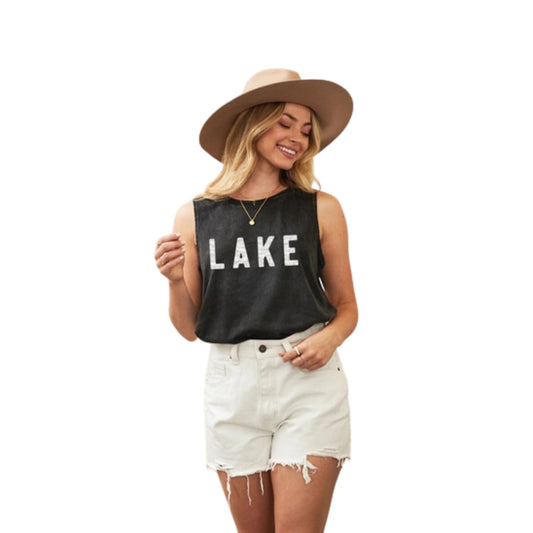 Lake Mineral Graphic Tank Top - Mineral Black