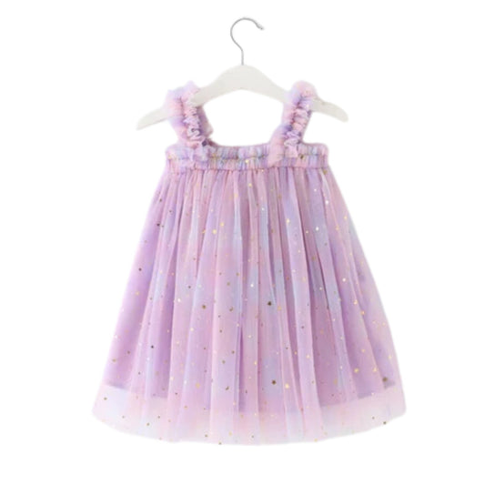 Lavender Sequin Stars &  Rainbows Tulle Dress