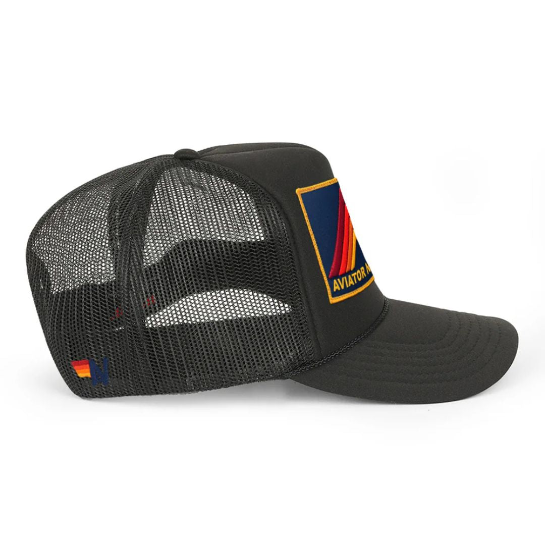 Aviator Nation Adult Mountain Stripe Vintage Low Rise Trucker - Black