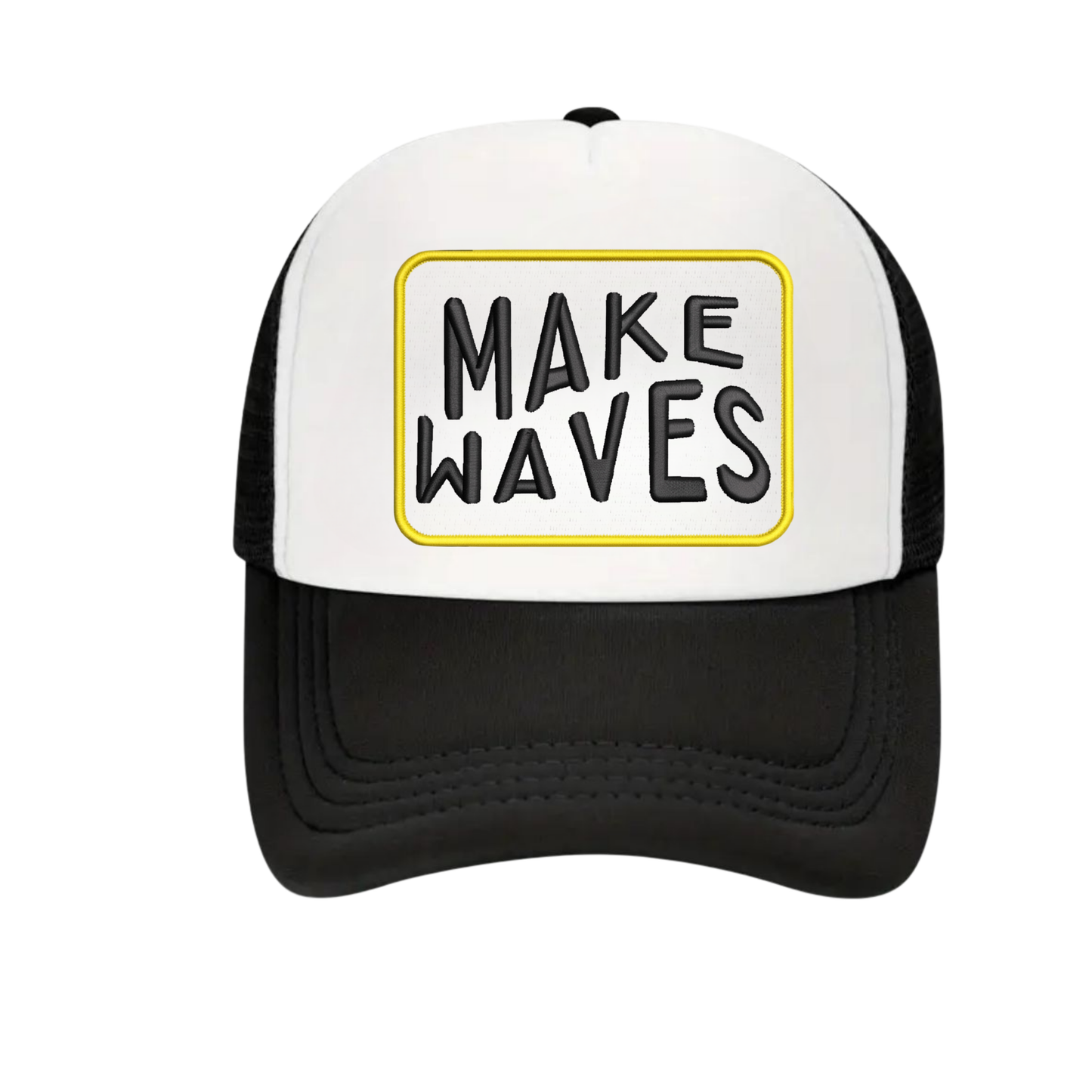 Make Waves Patch Snapback Hat - Black / White