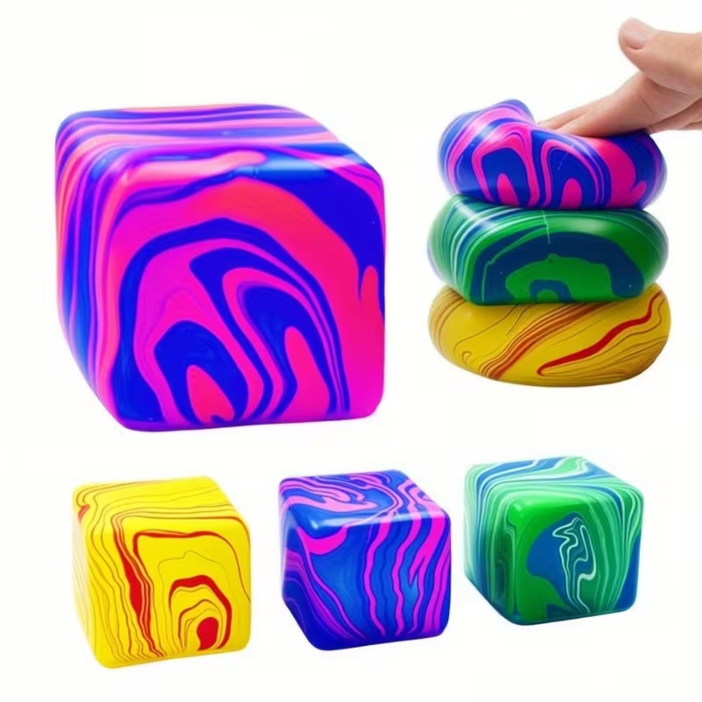 Bitsy Sensory Swirl Squish Cube - Assorted Colours