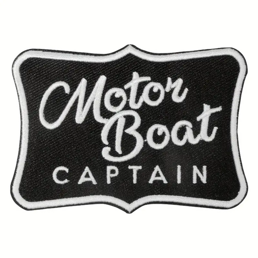 Iron on Patch - Motor Boat Captain (8.9 cm x 6.2 cm)