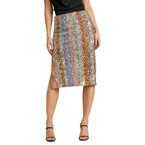 Multi Colored Sequin Midi Skirt