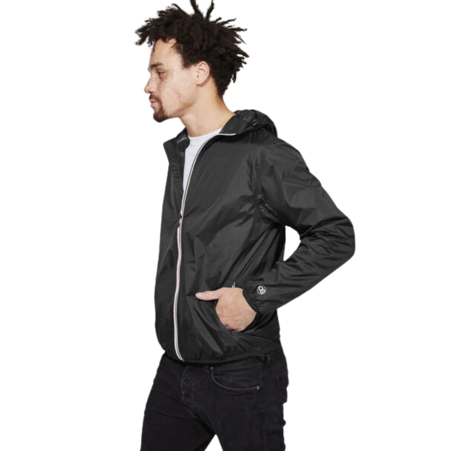 O8 Full Zip Packable Rain Jacket and Windbreaker - Black