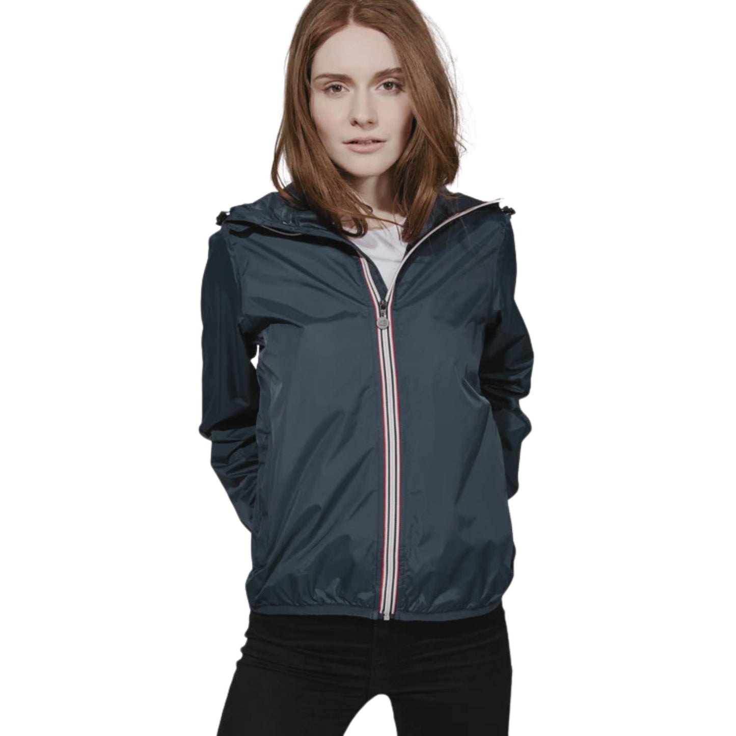 O8 Women's Full Zip Packable Rain Jacket and Windbreaker - Black