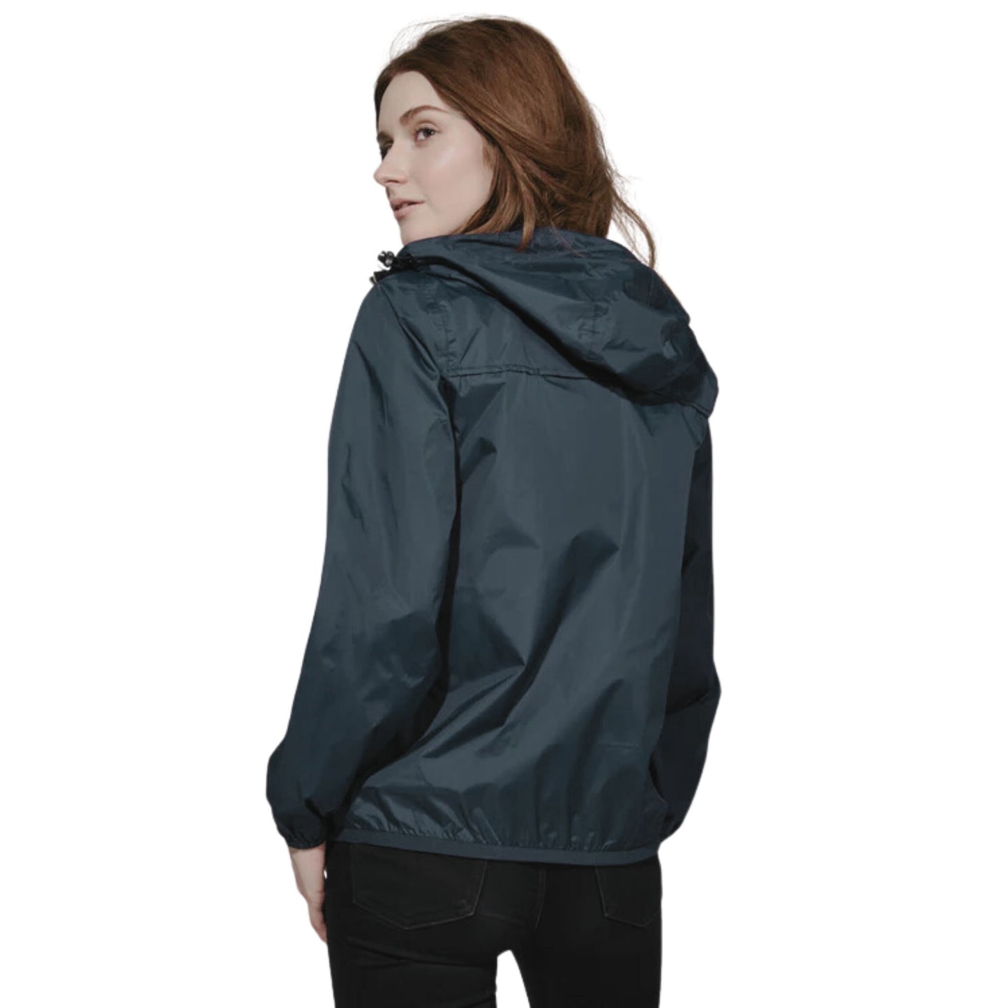 O8 Women's Full Zip Packable Rain Jacket and Windbreaker - Black