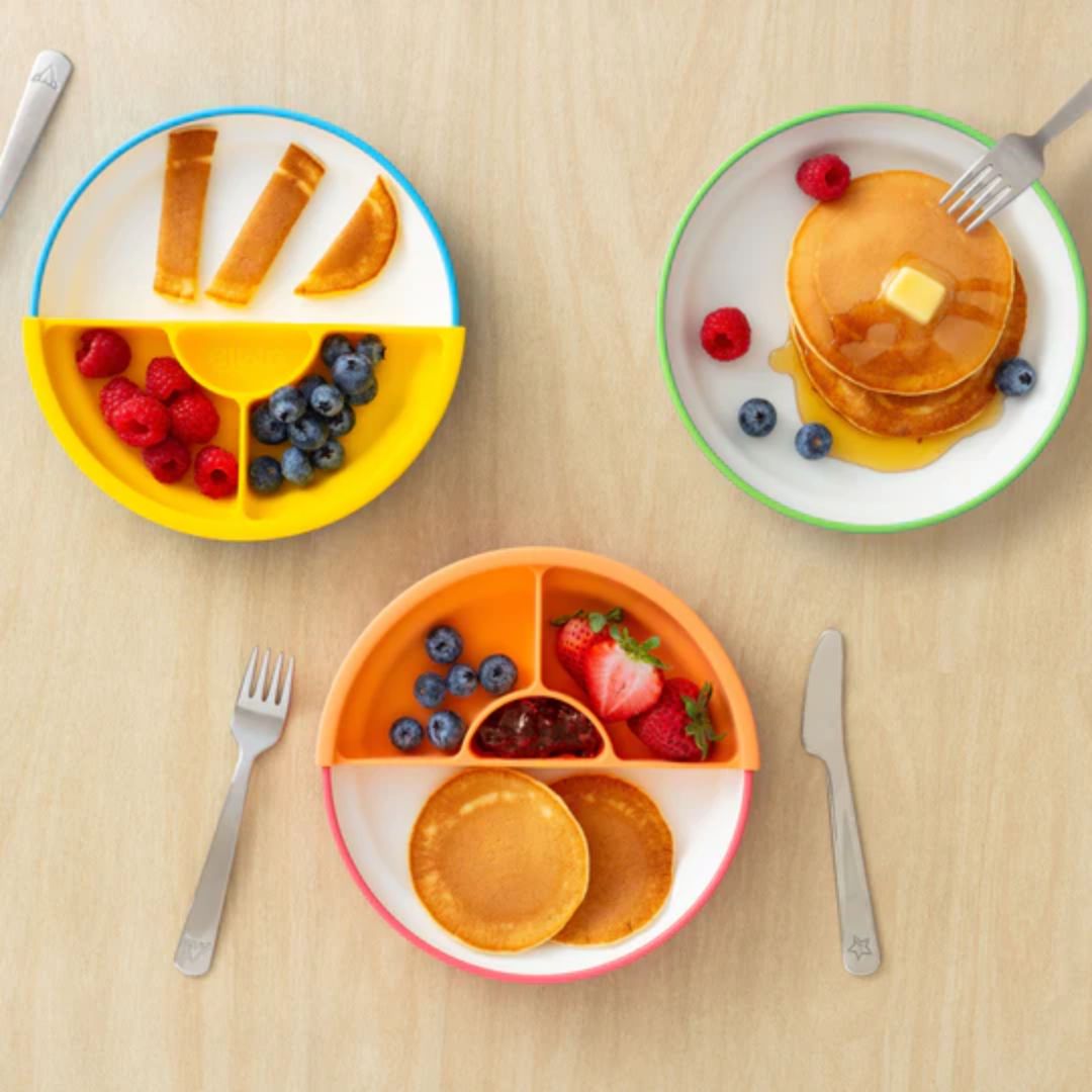 OMIE Easy Scoop Plate Set - 3 Plates + 2 Dividers - Blue