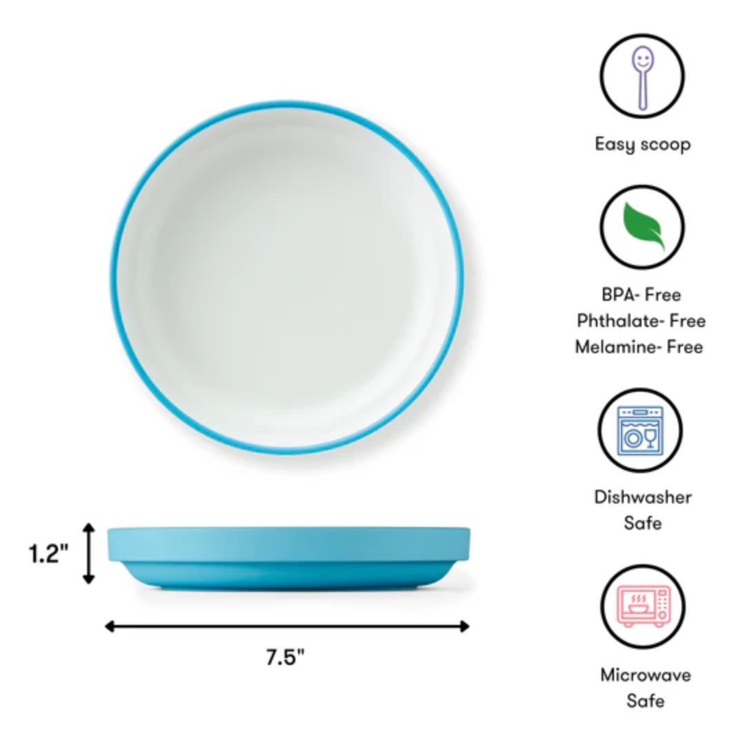 OMIE Easy Scoop Plate Set - 3 Plates + 2 Dividers - Blue