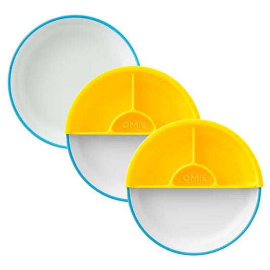 OMIE Easy Scoop Plate Set - 3 Plates + 2 Dividers - Blue