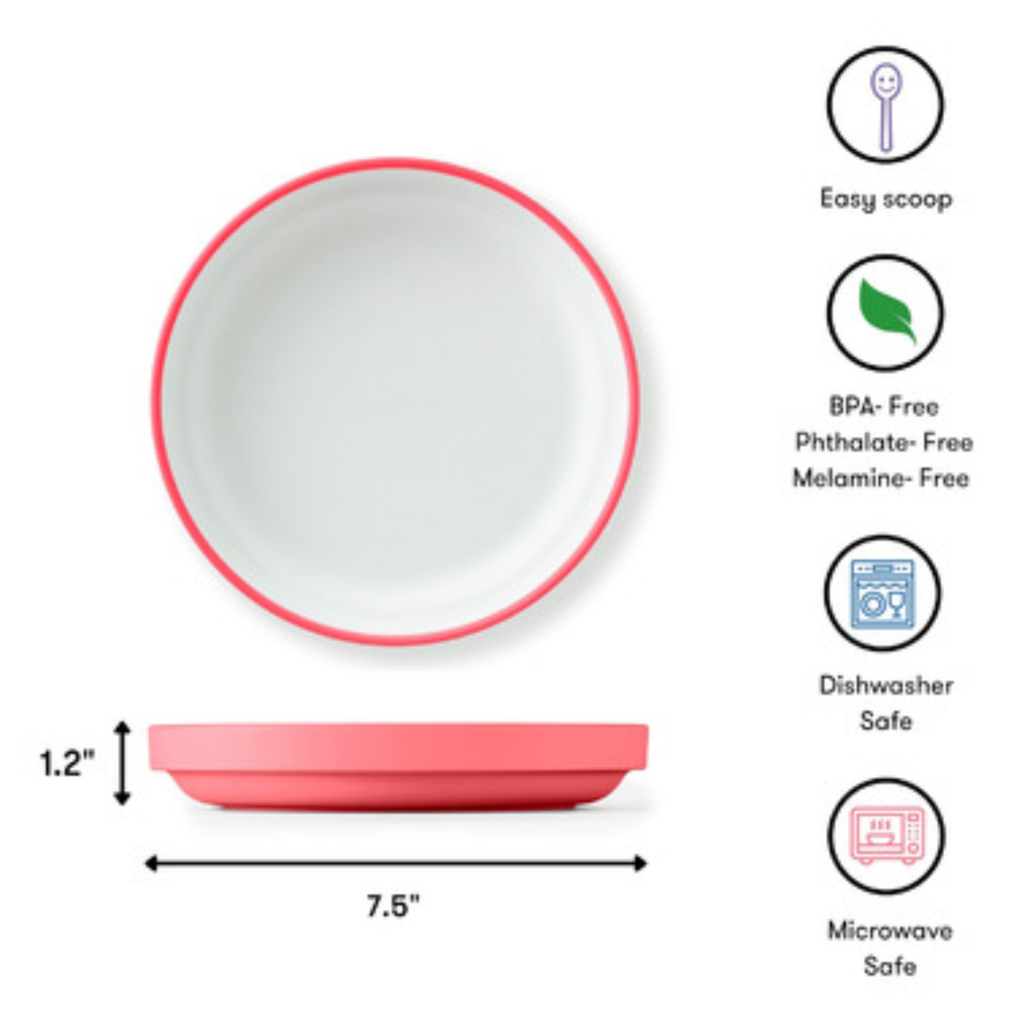 OMIE Easy Scoop Plate Set - 3 Plates + 2 Dividers - Pink