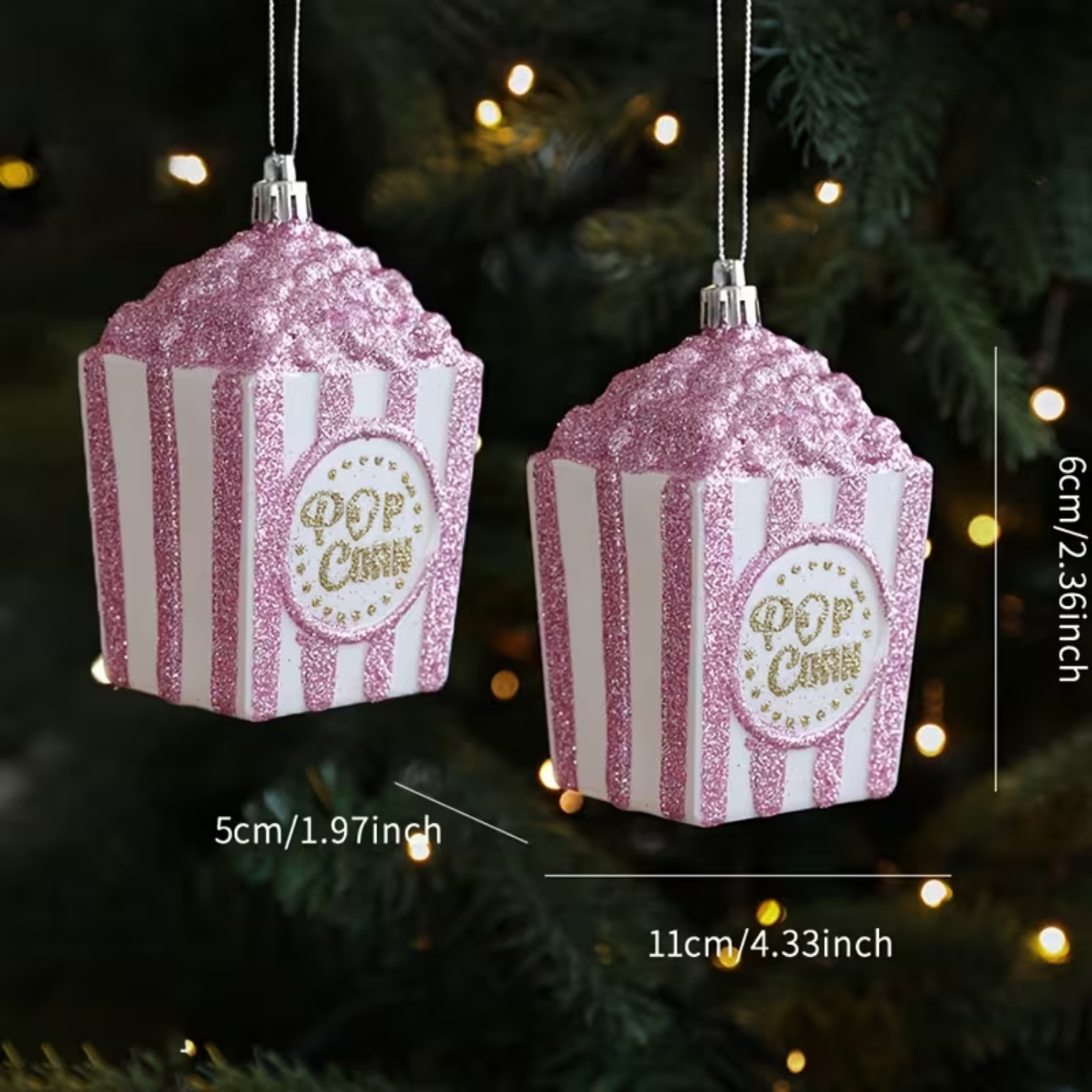 Pastel Popcorn Christmas Ornament