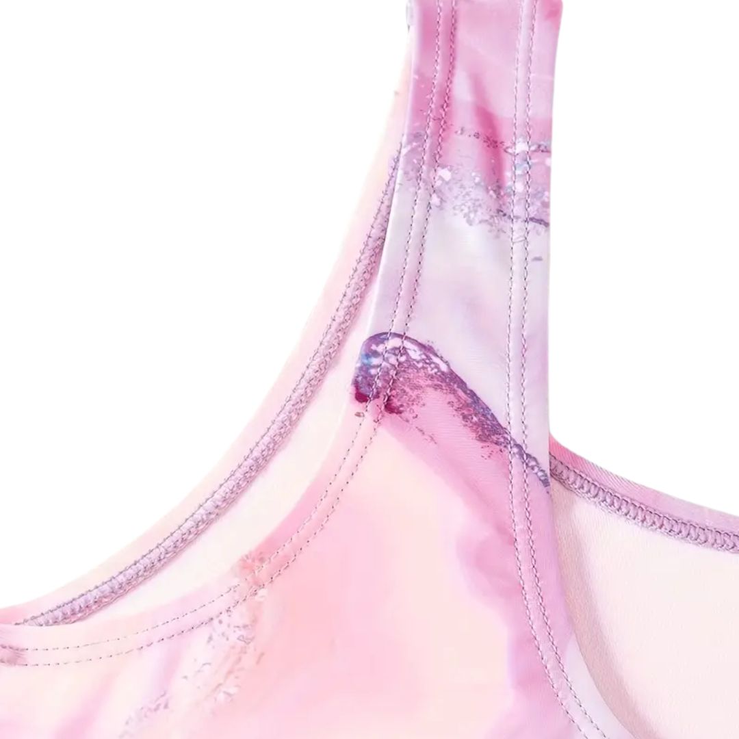 Pink Geode Cutout Swim Suit