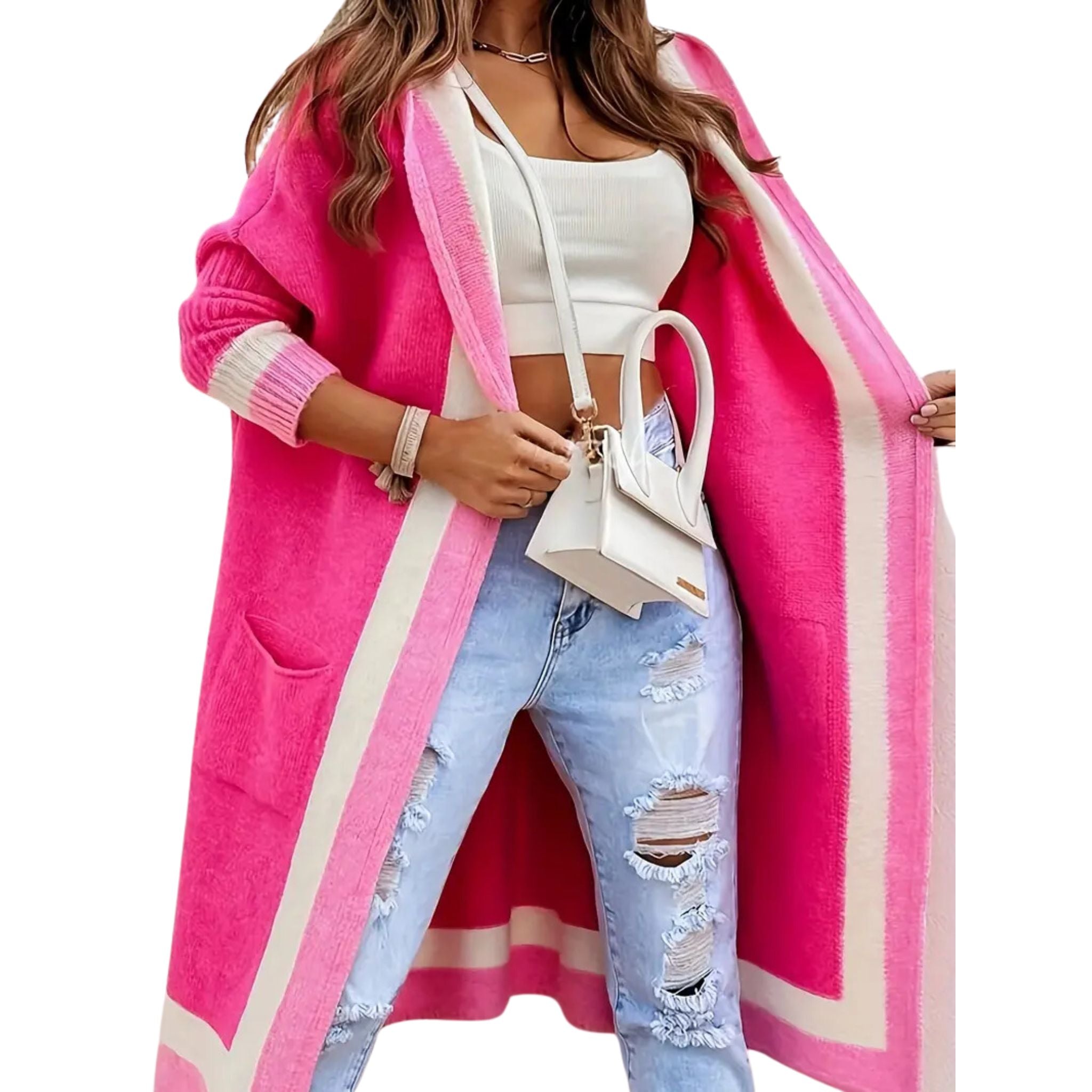 Pink cardigan duster hotsell