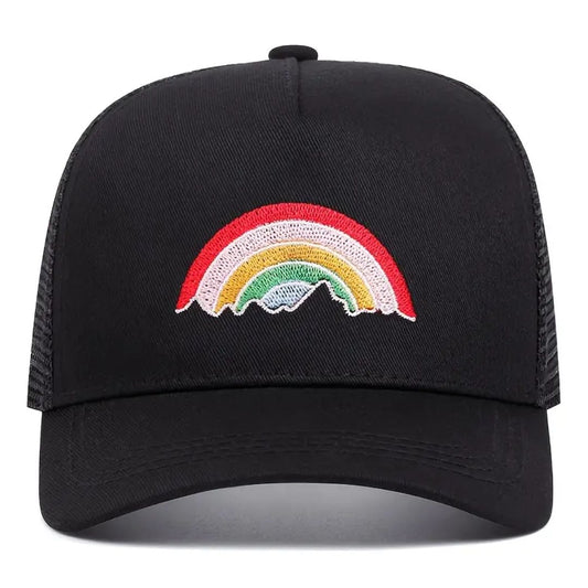 Rainbow Mountain Snapback Hat - Black / Black