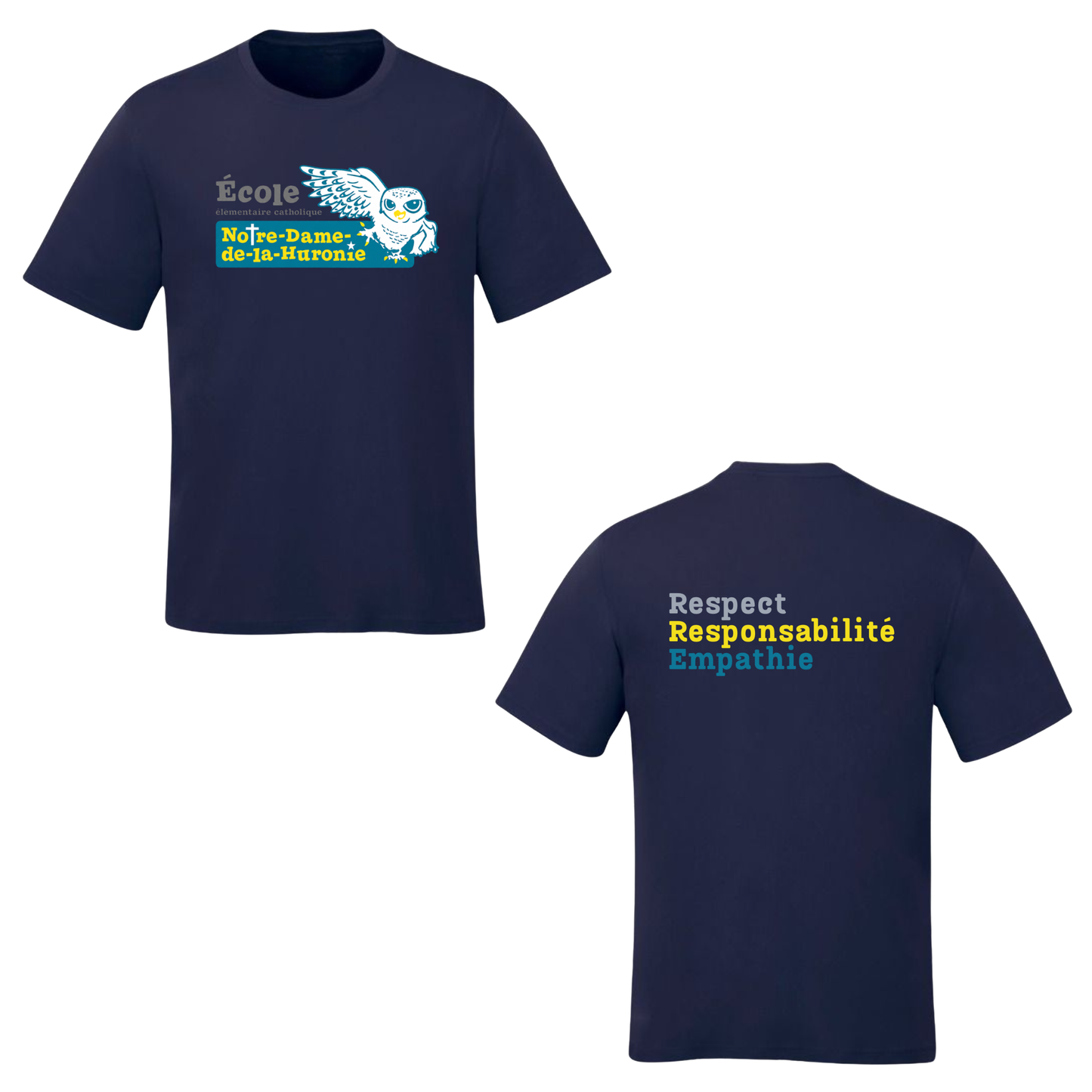 Notre-Dame-de-la-Huronie Tee - Large Logo /  Navy