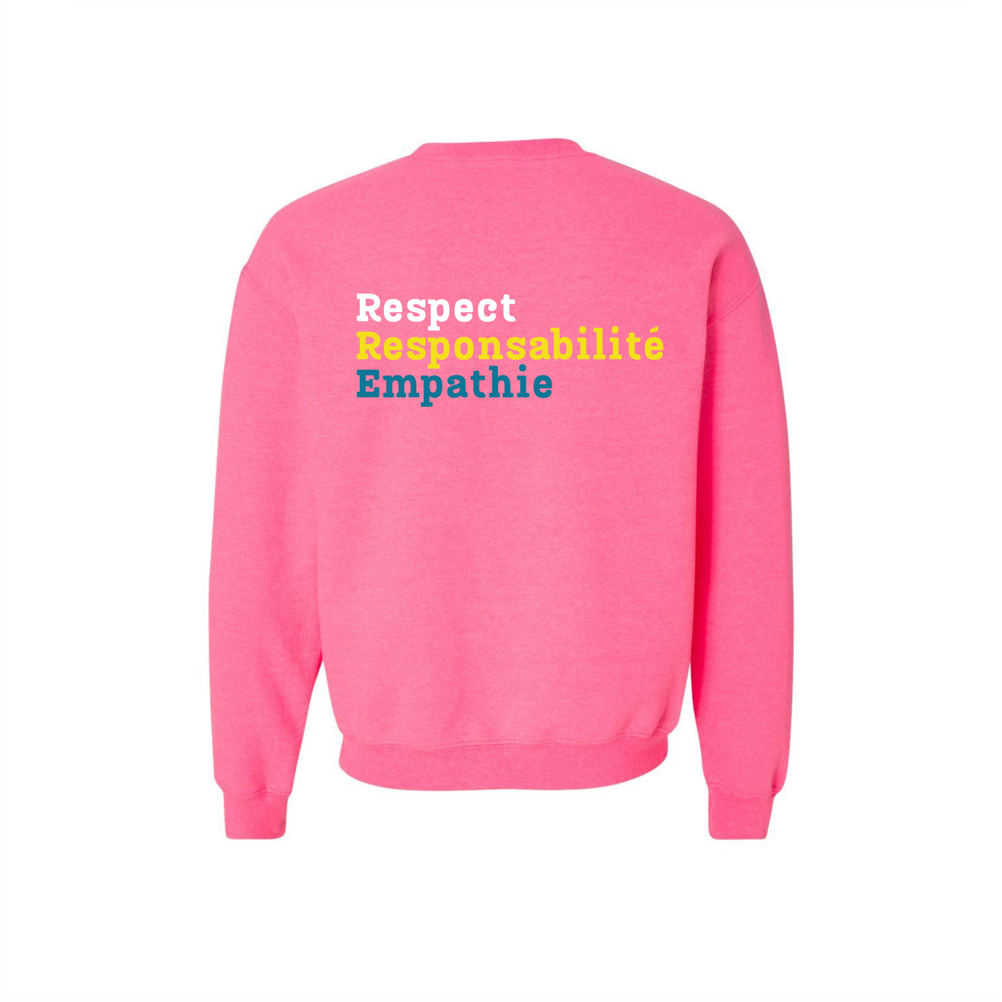 Notre-Dame-de-la-Huronie Crewneck Sweatshirt - Large Logo /  Safety Pink