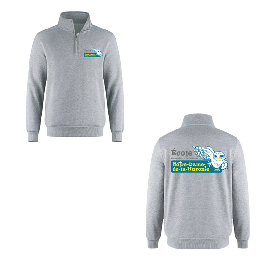 Notre-Dame-de-la-Huronie Quarter Zip Sweatshirt - Dual Logo /  Grey