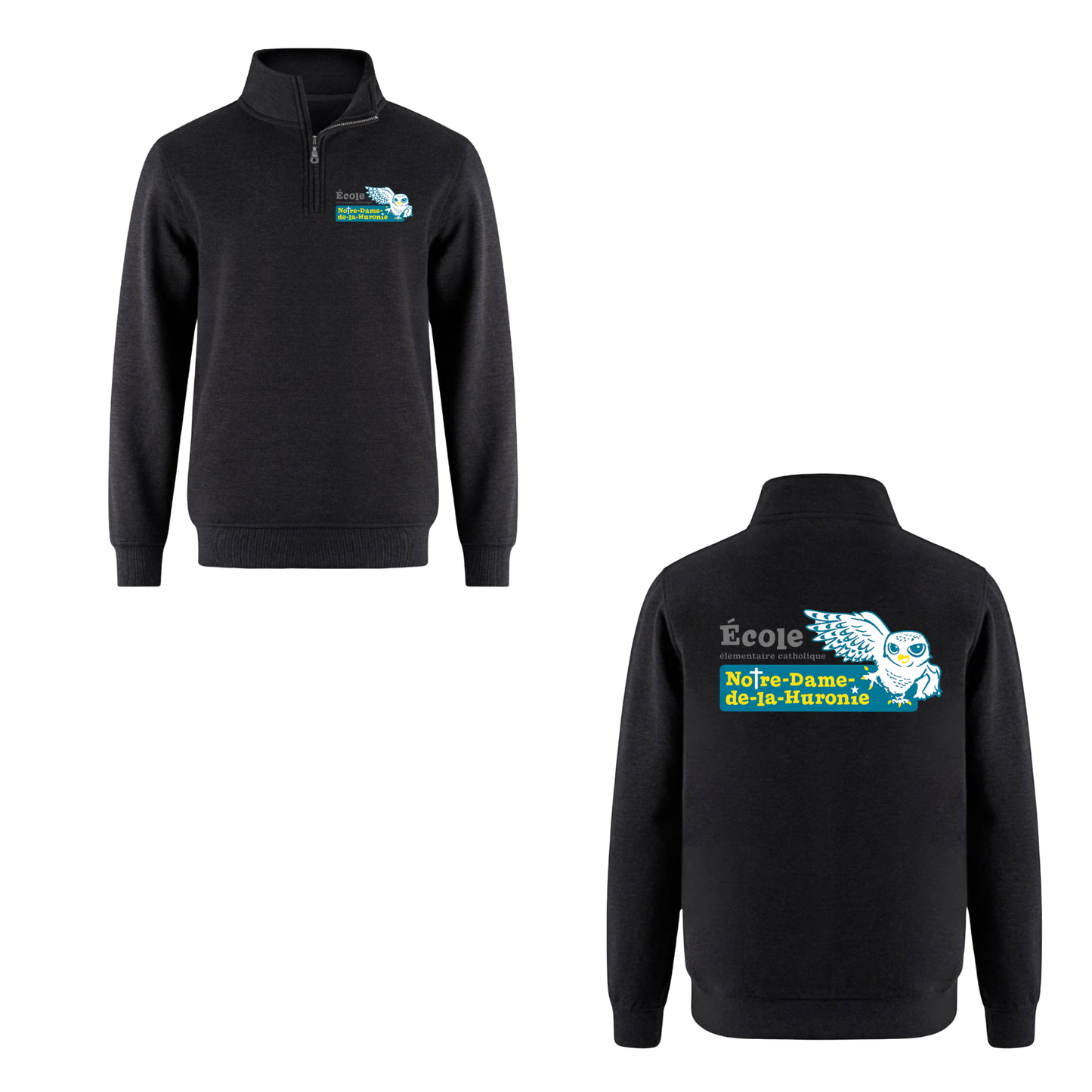 Notre-Dame-de-la-Huronie Quarter Zip Sweatshirt - Dual Logo /  Black