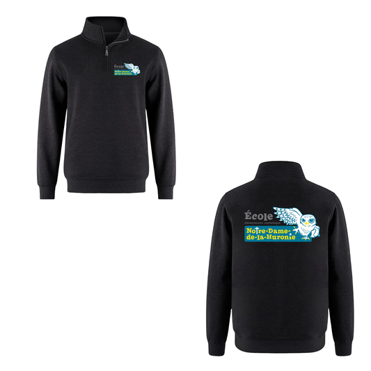Notre-Dame-de-la-Huronie Quarter Zip Sweatshirt - Dual Logo /  Black