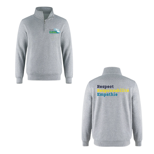 Notre-Dame-de-la-Huronie Quarter Zip Sweatshirt - Mini Logo /  Grey