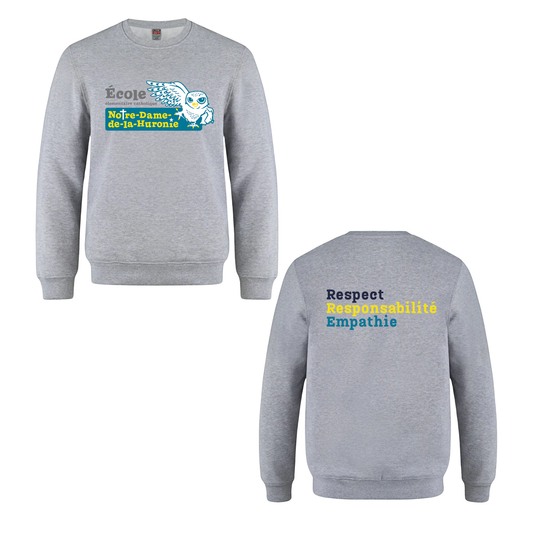 Notre-Dame-de-la-Huronie Crewneck Sweatshirt - Large Logo /  Grey
