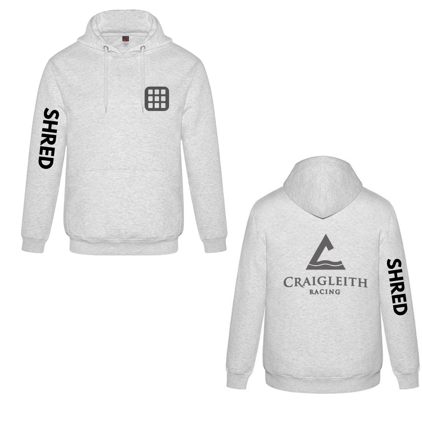 Adult Unisex Craigleith Shreddies Black Logo Hooded Sweatshirt - Ash Grey