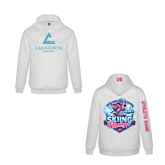 U8 Craigleith Skiing Flamingos Hooded Sweatshirt - Ash Grey