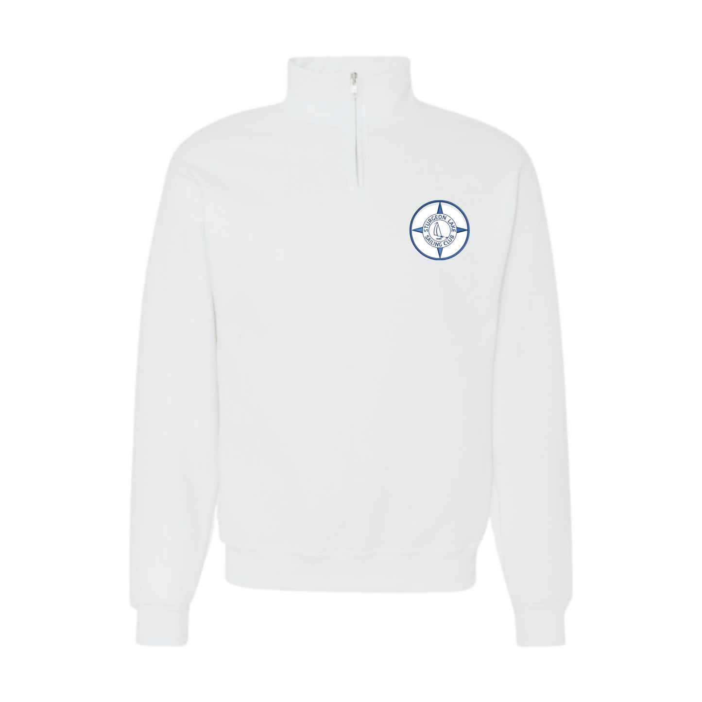 SLSC Logo Patch Quater Zip Sweatshirt - White