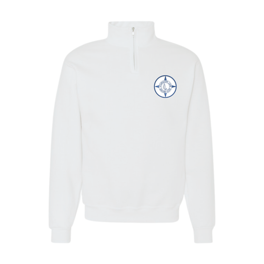SLSC Logo Patch Quater Zip Sweatshirt - White