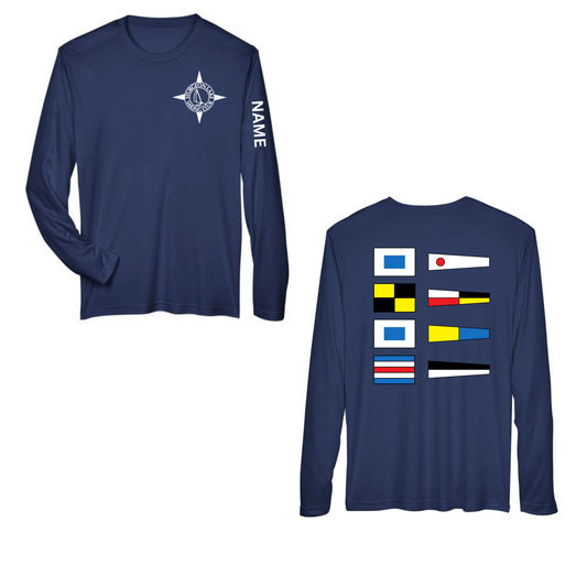 SLSC Nautical Flags Quick Dry Long Sleeve Shirt - Navy