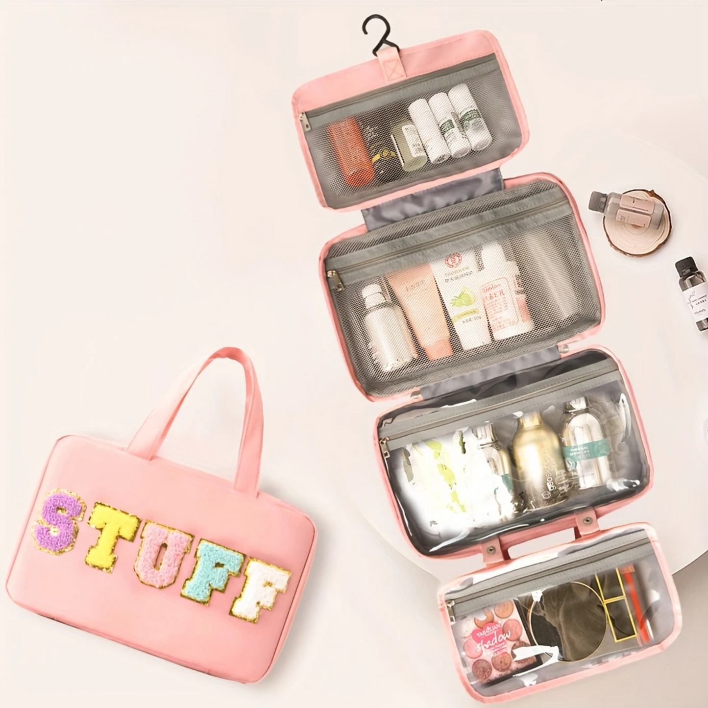 STUFF Waterproof Zippered Folding Travel Toiletry Bag - Assorted Colours