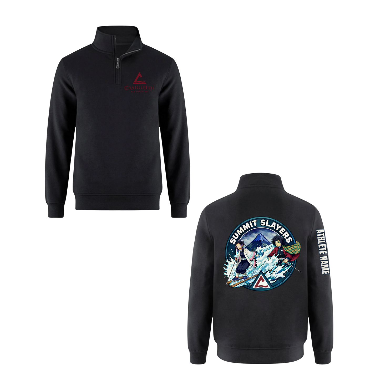U12 Craigleith All Mountain Summit Slayers Quarter-Zip Sweatshirt - Black