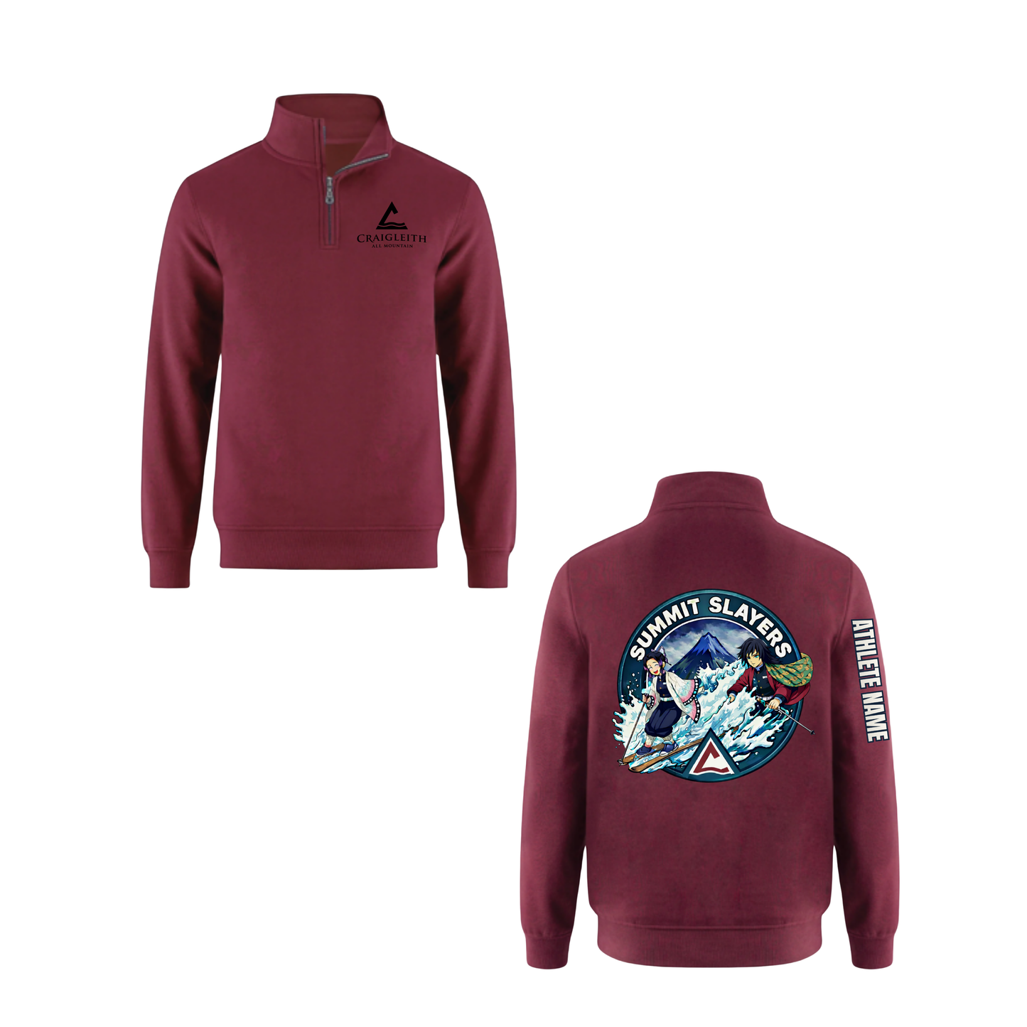 U12 Craigleith All Mountain Summit Slayers Quarter-Zip Sweatshirt - Maroon