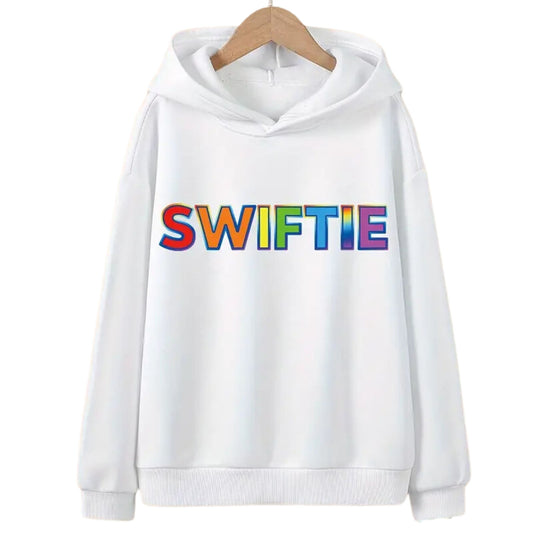 SWIFTIE Long Sleeve Relaxed Hoodie - White