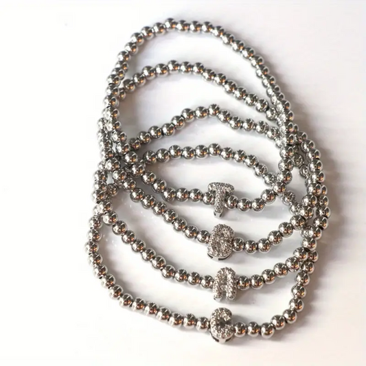 Silver Sparkle Bubble Letter Bracelet
