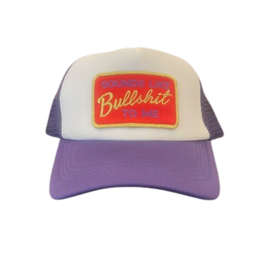 Sounds Like Bullshit To Me Snapback Hat - Purple / White