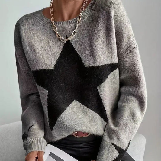 Superstar Acrylic Knit Sweater - Grey / Black