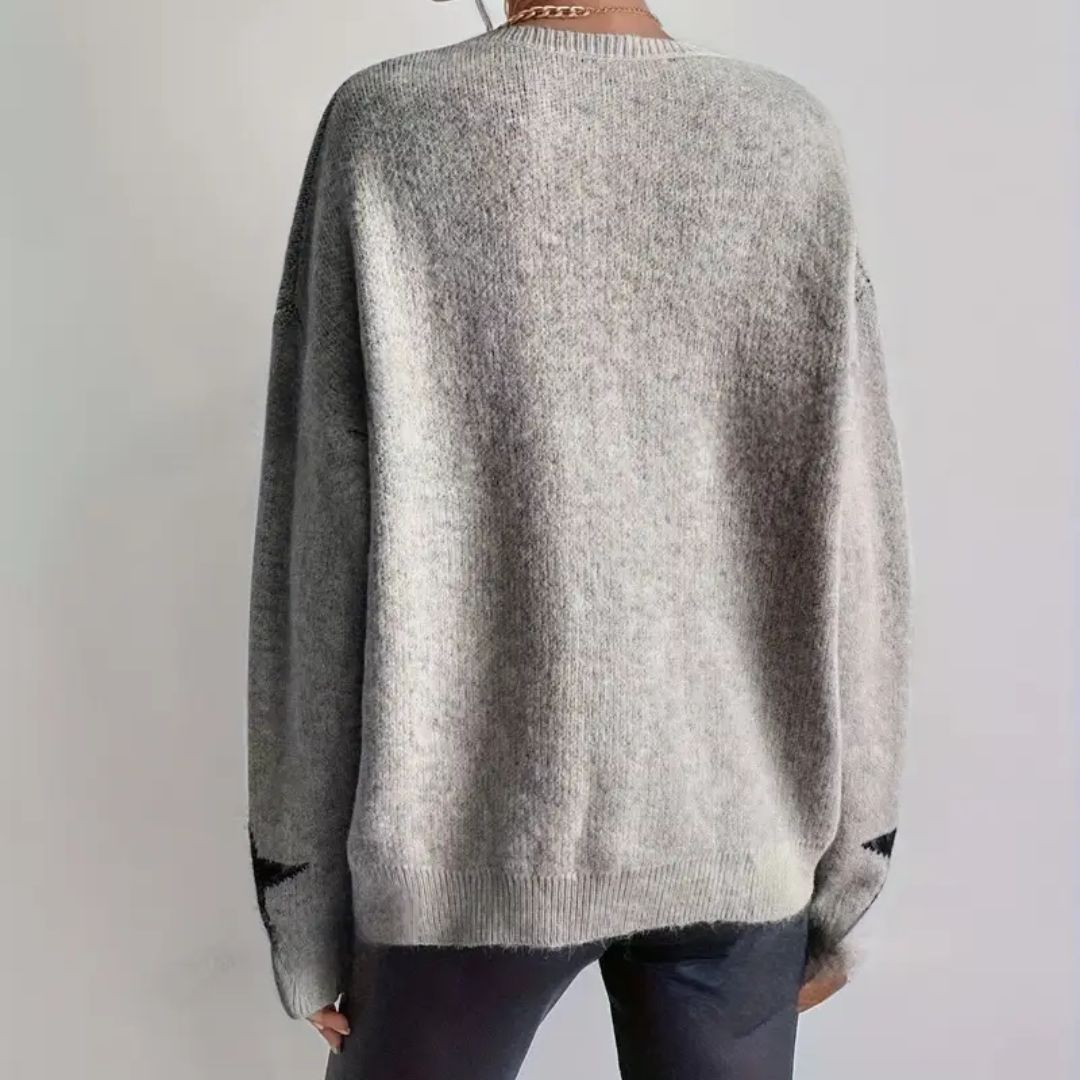 Superstar Acrylic Knit Sweater - Grey / Black