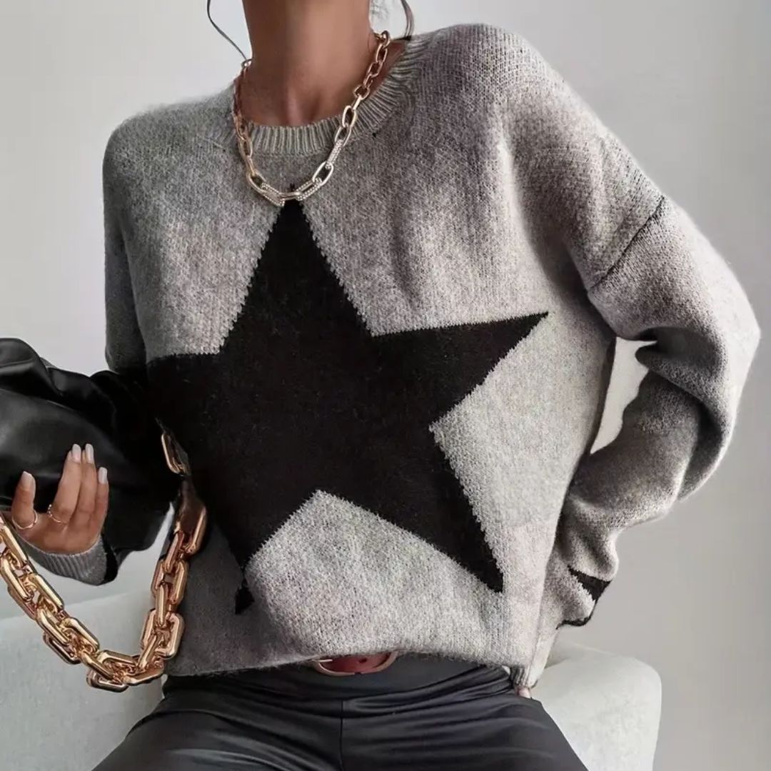 Superstar Acrylic Knit Sweater - Grey / Black