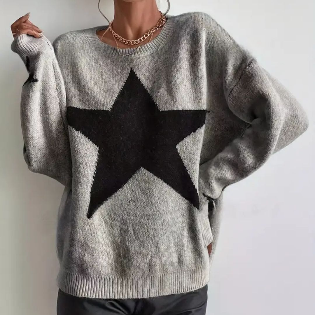 Superstar Acrylic Knit Sweater - Grey / Black