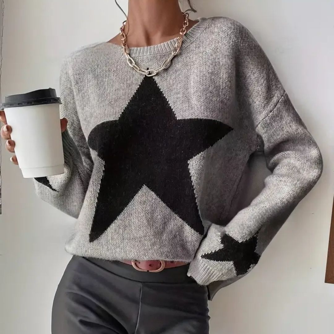 Superstar Acrylic Knit Sweater - Grey / Black