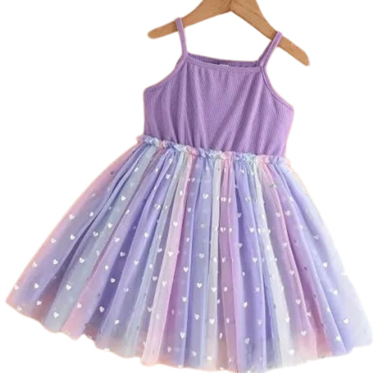 Sweetheart Sequins &  Lavender Rainbows Tulle Dress
