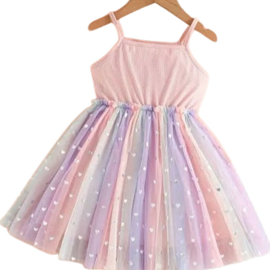 Sweetheart Sequins & Pink Rainbows Tulle Dress