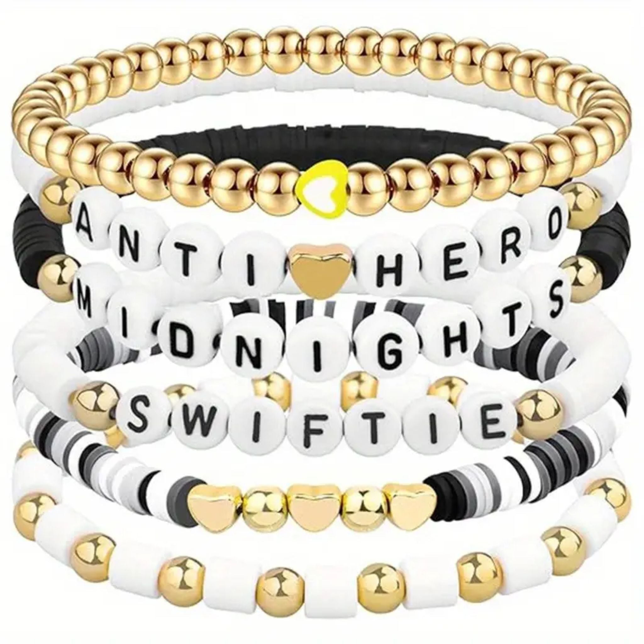 Swiftie Friendship Bracelet - Black / White / Gold – Forever Run Wild