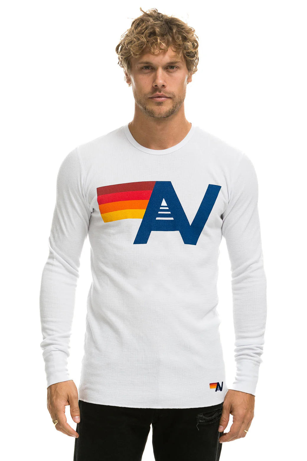 Aviator Nation - Logo Thermal Long Sleeve Shirt - White