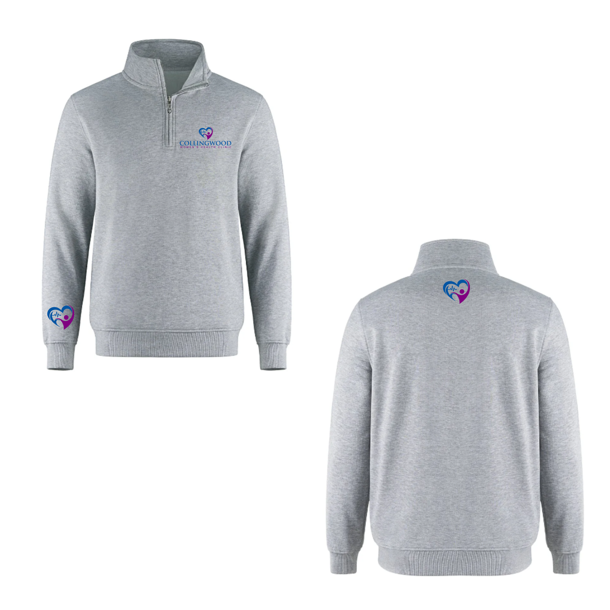 Collingwood Women's Health Clinic Quarter-Zip Mini Logo Sweatshirt - Grey